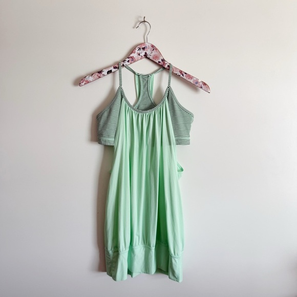 LULULEMON No Limits Tank Top In Fresh Teal / Mini Hyper Stripe Fresh Teal Size 8 - Picture 3 of 10
